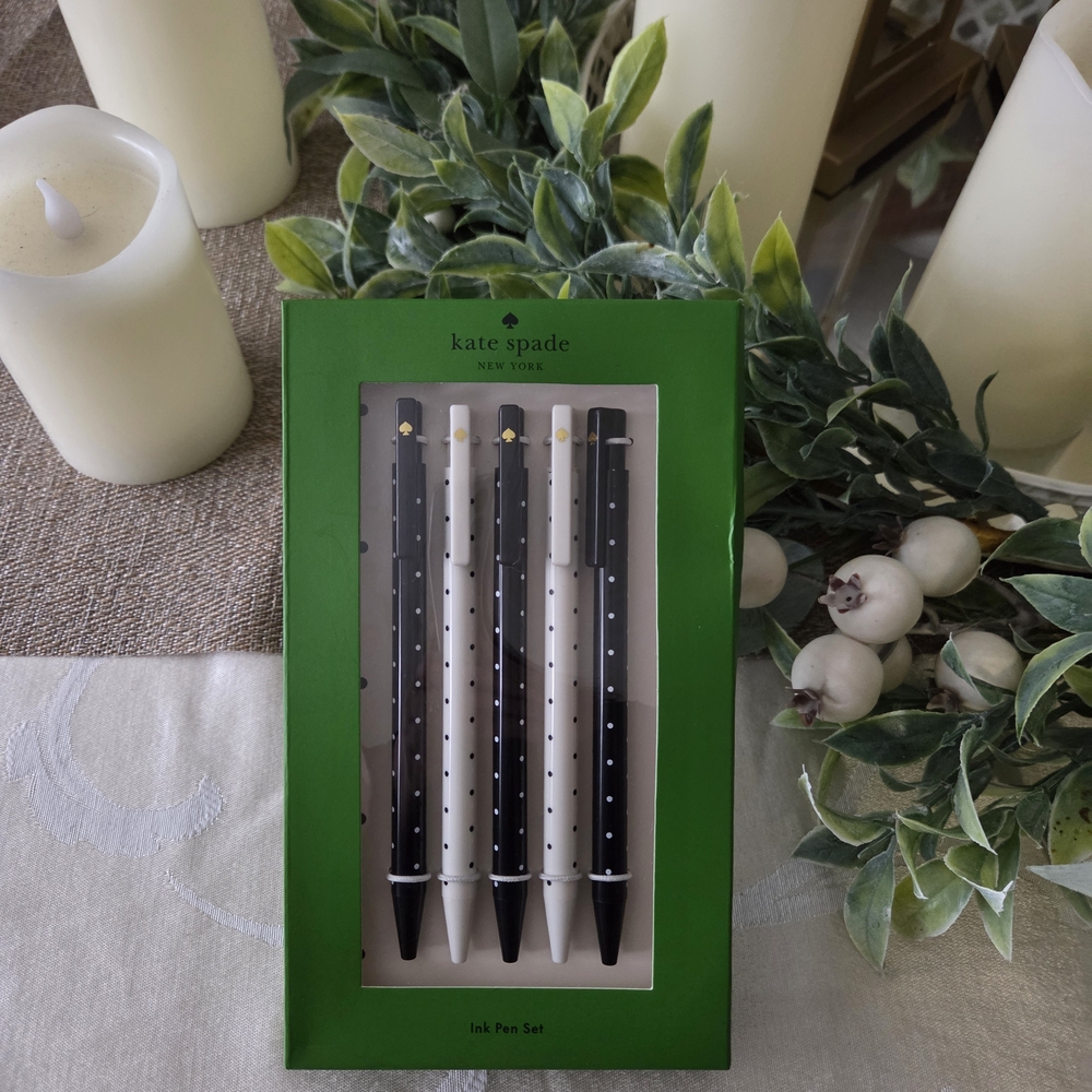 Kate Spade Black and White Polka Dot Pen Set